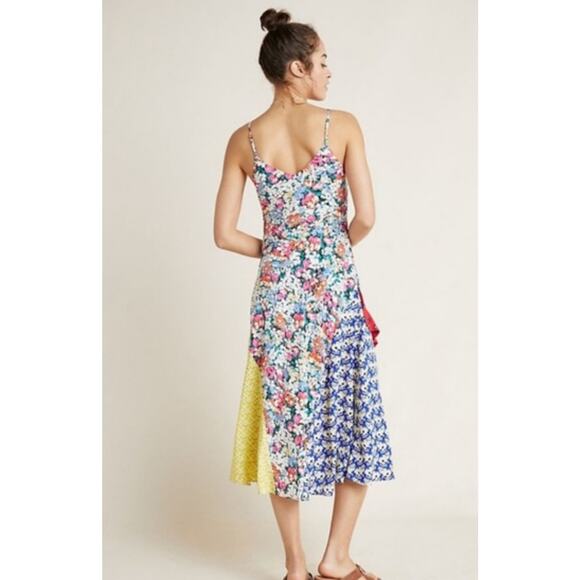 52 Conversations by Anthropologie Colloquial Bias Patchwork Dress Size Medium - Picture 2 of 11